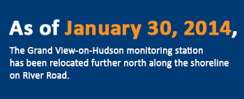 Note: As of January 30, 2014, the Grand View-on-Hudson monitoring station has been relocated to a location along the shoreline further north on River Road.